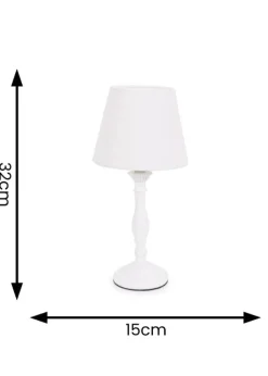 ValueLights Sara White Table Lamp with Cream Tapered Shade (32cm x 15cm x 15cm)