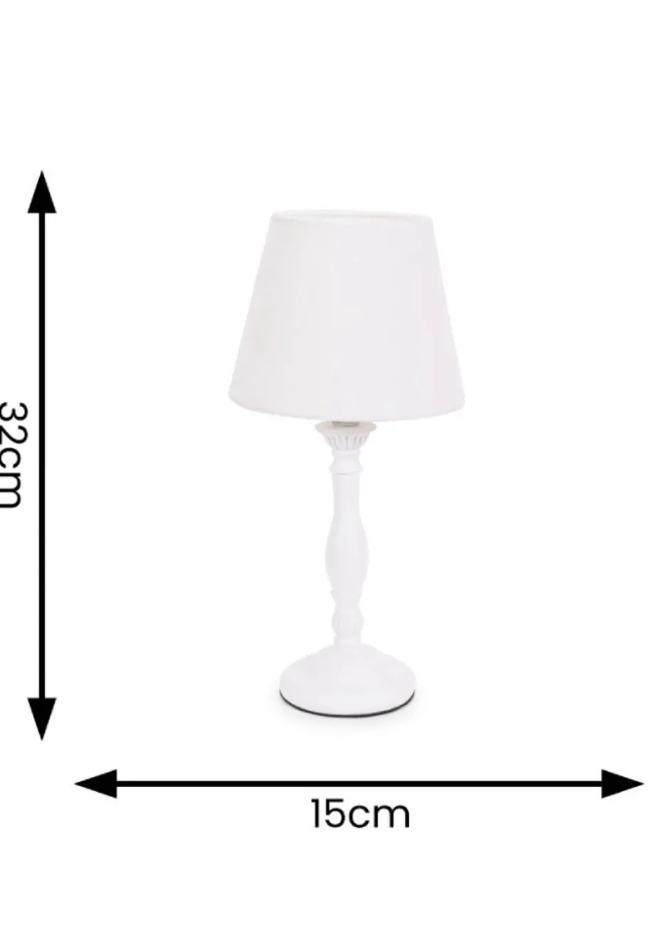 ValueLights Sara White Table Lamp with Cream Tapered Shade (32cm x 15cm x 15cm)