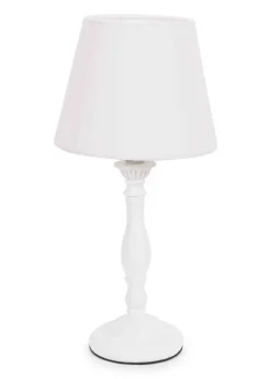 ValueLights Sara White Table Lamp with Cream Tapered Shade (32cm x 15cm x 15cm)