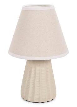 ValueLights Saskia Gloss Cream Table Lamp with Cream Tapered Shade