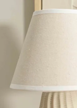 ValueLights Saskia Gloss Cream Table Lamp with Cream Tapered Shade