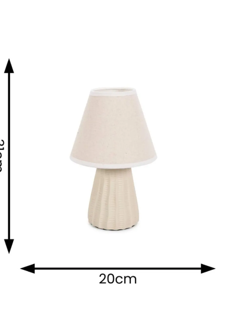 ValueLights Saskia Gloss Cream Table Lamp with Cream Tapered Shade