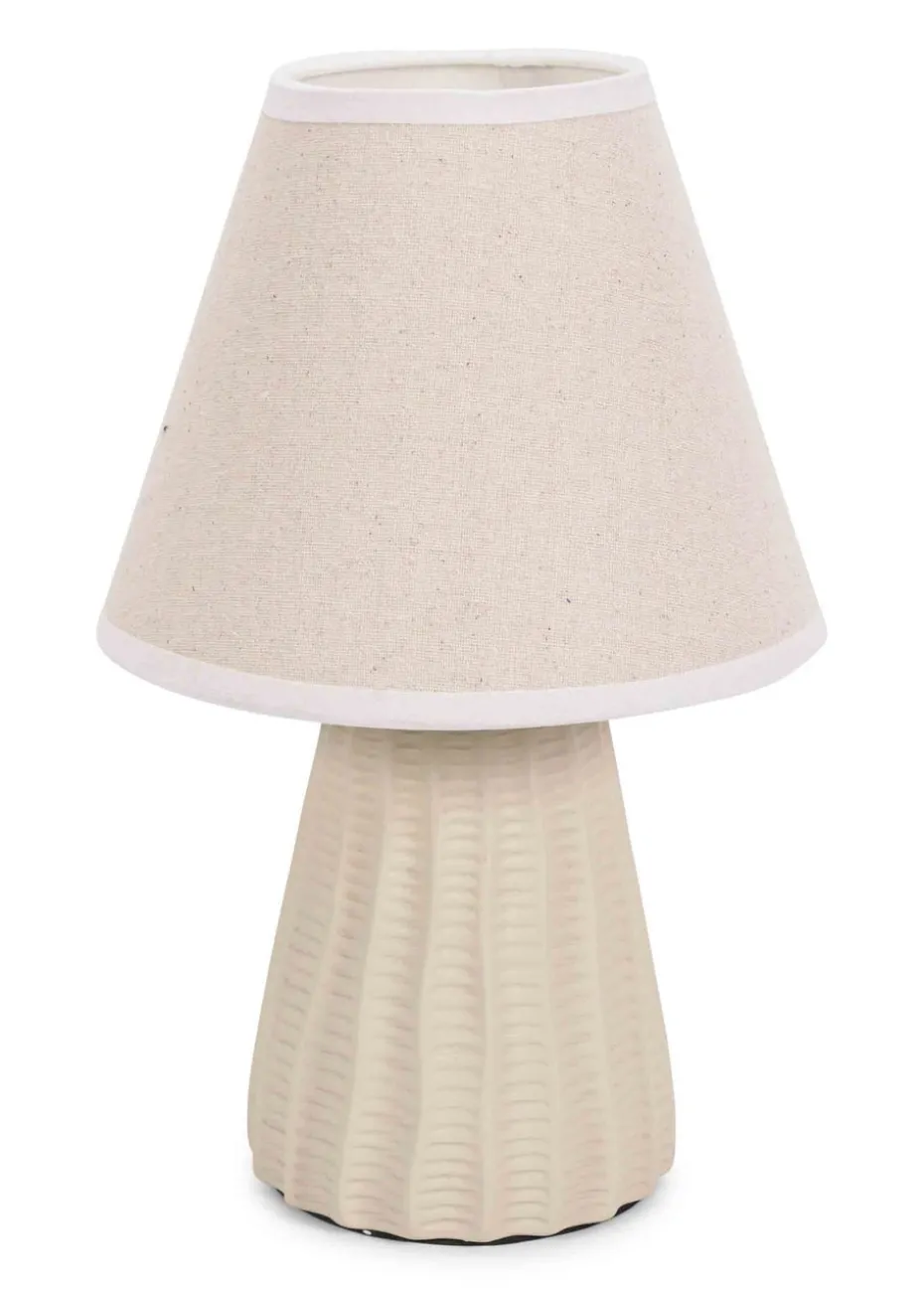 ValueLights Saskia Gloss Cream Table Lamp with Cream Tapered Shade