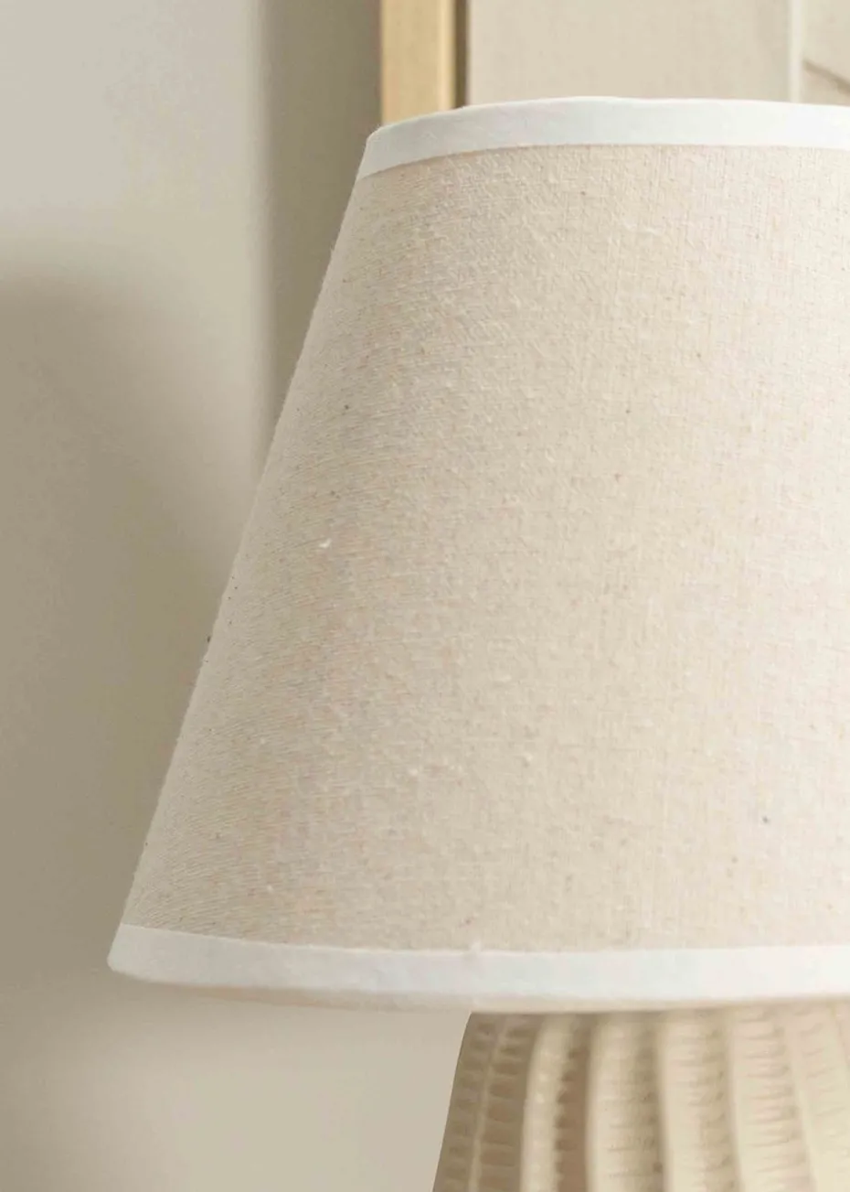 ValueLights Saskia Gloss Cream Table Lamp with Cream Tapered Shade