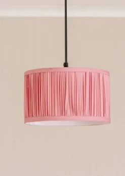 ValueLights Small Jess Fabric Faux Silk Pink Drum Ceiling Pendant Shade