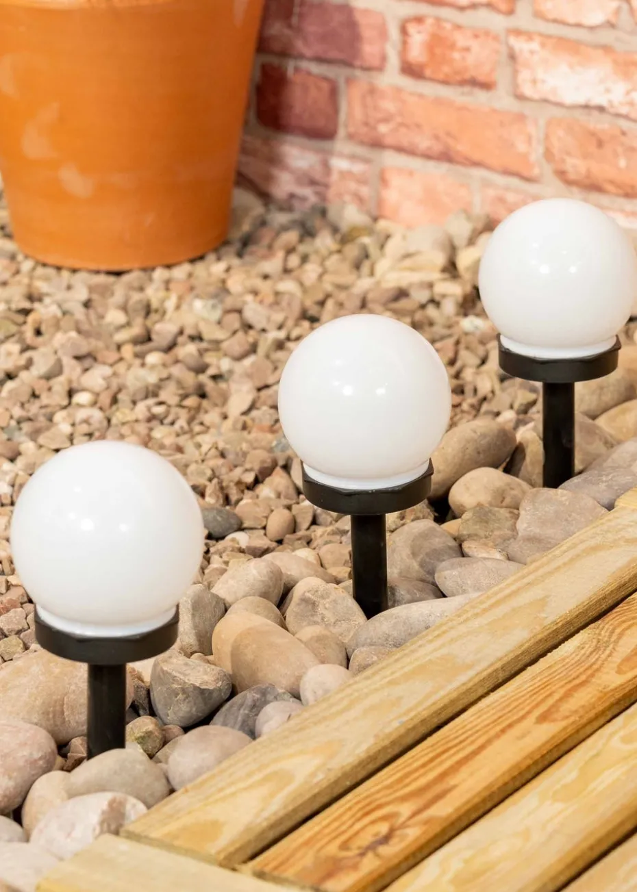 ValueLights Solar 3 Pack Black Spike Lights With Integrated Globe LED's
