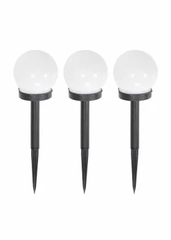 ValueLights Solar 3 Pack Black Spike Lights With Integrated Globe LED's