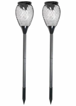 ValueLights Solar 2 Pack Black Cage Spike Lights With Integrated LED's