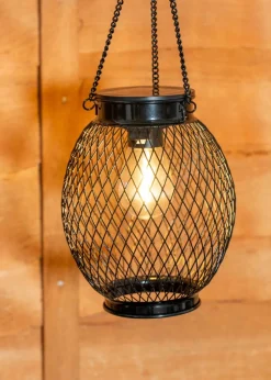 ValueLights Solar 2 Pack Black Mesh Lanterns With Integrated LED's (38.5cm x 13.8cm x 13.8cm)