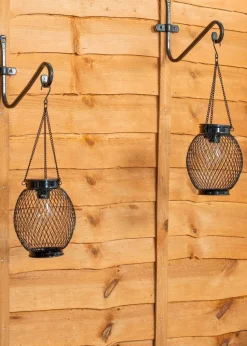 ValueLights Solar 2 Pack Black Mesh Lanterns With Integrated LED's (38.5cm x 13.8cm x 13.8cm)