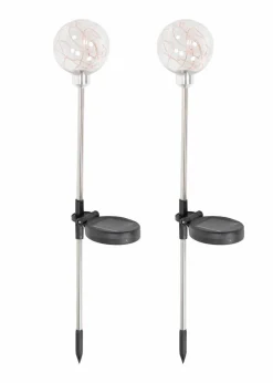 ValueLights Solar 2 Pack Fairy Light Spike Lights With Integrated LED's