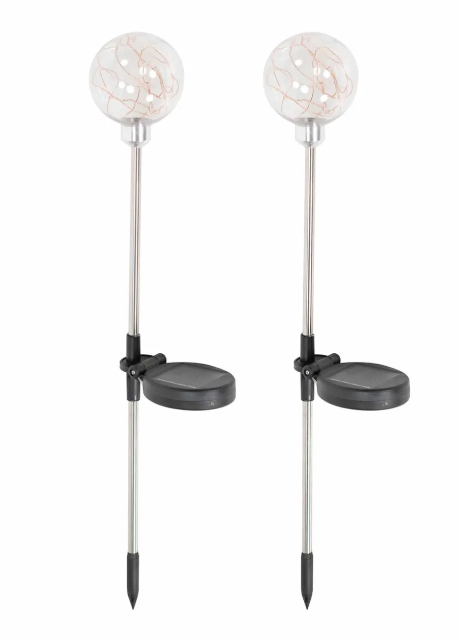 ValueLights Solar 2 Pack Fairy Light Spike Lights With Integrated LED's