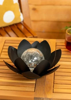 ValueLights Solar Black Waterlily Lotus Flower Garden Light  With Integrated LED's (11cm x 26.5cm x 26.5cm)