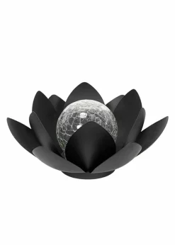 ValueLights Solar Black Waterlily Lotus Flower Garden Light  With Integrated LED's (11cm x 26.5cm x 26.5cm)