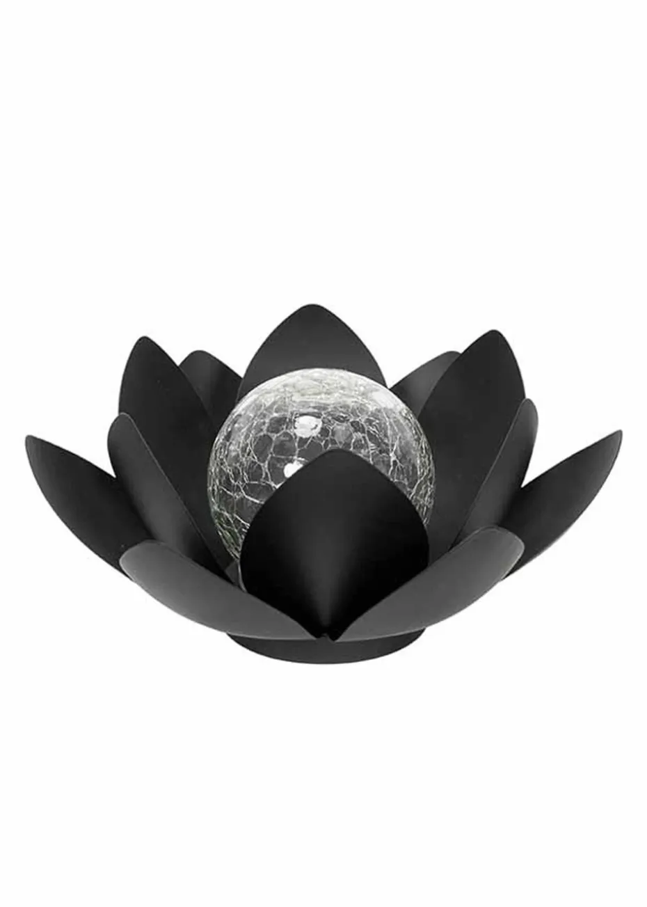 ValueLights Solar Black Waterlily Lotus Flower Garden Light With Integrated LED's (11cm x 26.5cm x 26.5cm)
