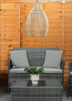 ValueLights Solar Natural Teardrop Outdoor Pendant Light With Integrated LED's (42.5cm x 29.5cm x 29.5cm)