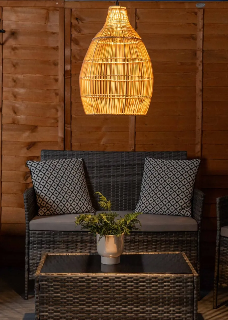 ValueLights Solar Natural Teardrop Outdoor Pendant Light With Integrated LED's (42.5cm x 29.5cm x 29.5cm)