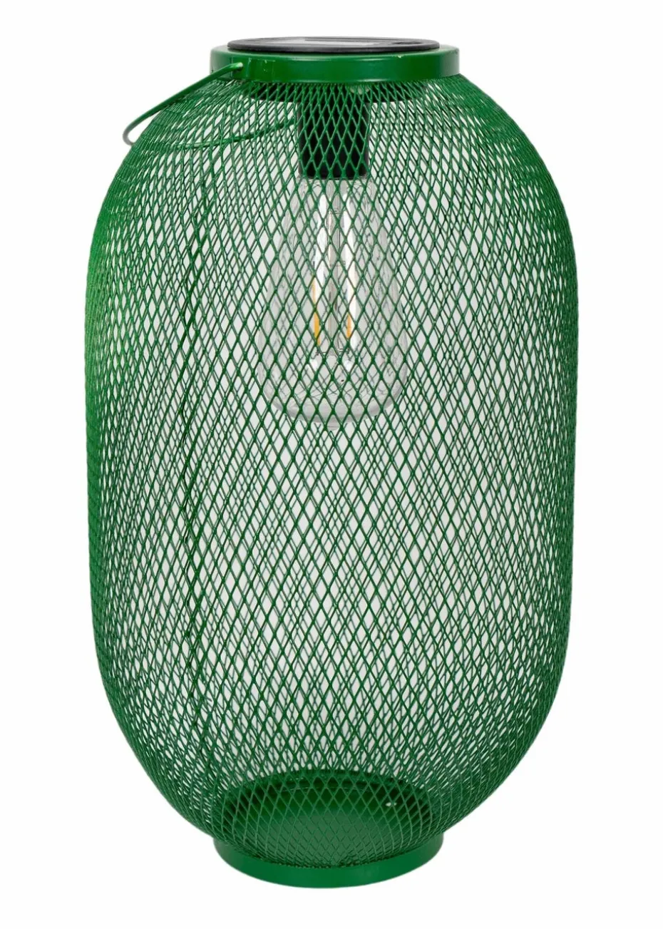 ValueLights Solar Outdoor Green Mesh Lantern With Integrated LED's (34cm x 20cm x 20cm)
