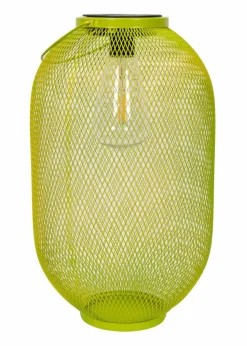 ValueLights Solar Outdoor Lime Mesh Lantern With Integrated LED's (34cm x 20cm x 20cm)