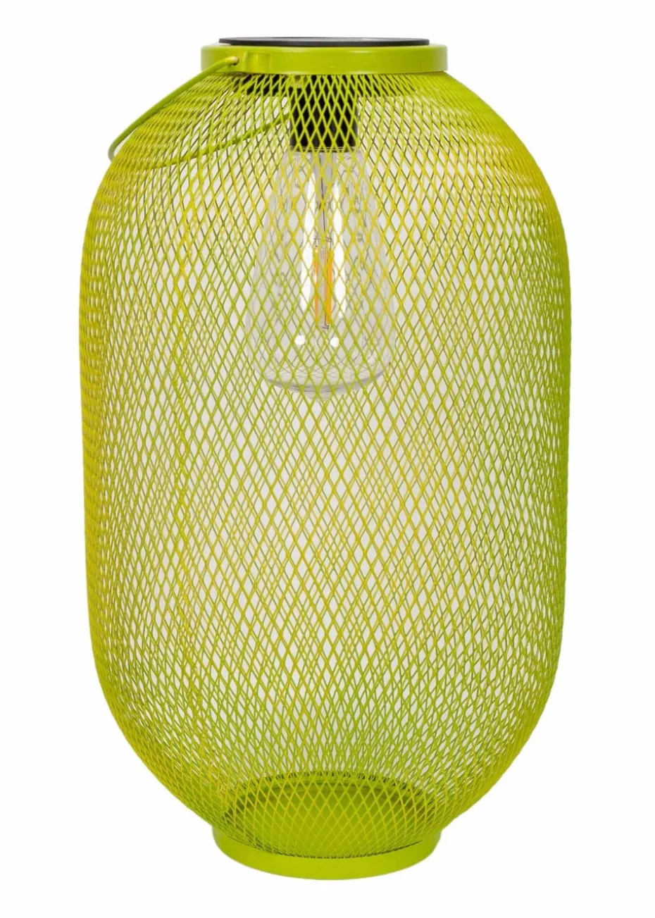 ValueLights Solar Outdoor Lime Mesh Lantern With Integrated LED's (34cm x 20cm x 20cm)