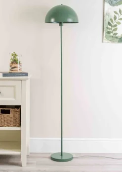 ValueLights Stassi Matte Green Floor Lamp with Green Dome Shade