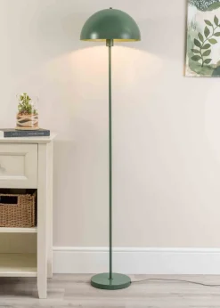 ValueLights Stassi Matte Green Floor Lamp with Green Dome Shade
