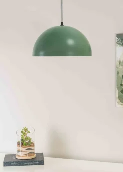 ValueLights Stassi Matte Green Pendant Light with Green Dome Shade