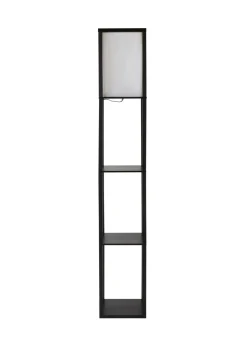 ValueLights Struttura Black Wooden Shelves Floor Lamp (159cm x 26cm x 26cm)