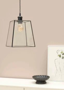 ValueLights Susie Glass Clear White Square Ceiling Pendant Shade (19cm x 18cm x 18cm)