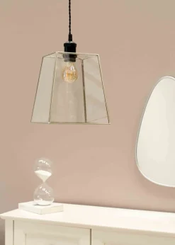 ValueLights Susie Glass Clear White Square Ceiling Pendant Shade (19cm x 18cm x 18cm)