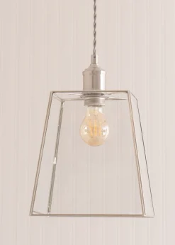 ValueLights Susie Glass Lantern Lamp Shade Brushed Chrome Single Ceiling Pendant Light