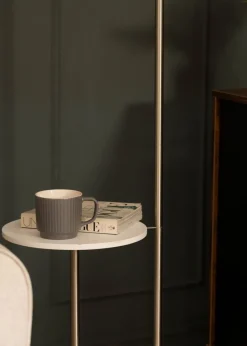 ValueLights Tavel Brushed Silver Floor Lamp White Shade (132.5cm x 30cm x 37cm)