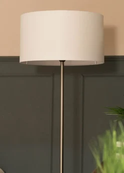 ValueLights Tavel Brushed Silver Floor Lamp White Shade (132.5cm x 30cm x 37cm)