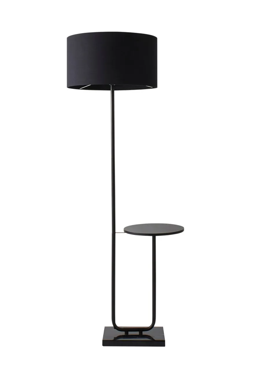 ValueLights Tavel Matt Black Floor Lamp Black Shade (132.5cm x 14cm x 35cm)