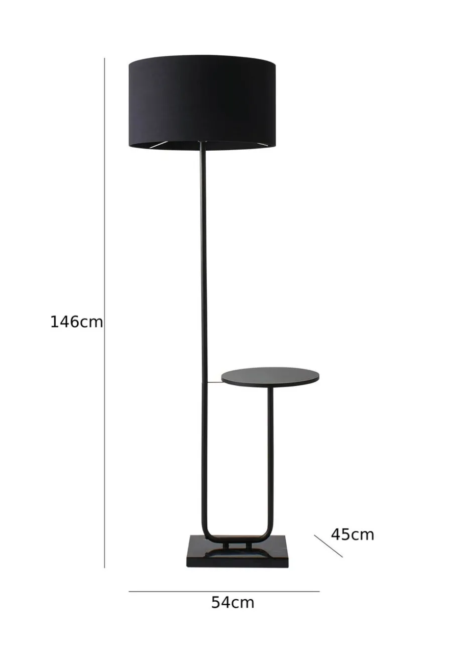 ValueLights Tavel Matt Black Floor Lamp Black Shade (132.5cm x 14cm x 35cm)