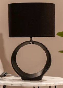 ValueLights Tia Black Ceramic Table Lamp (41cm x 24.5cm x 15.5cm)