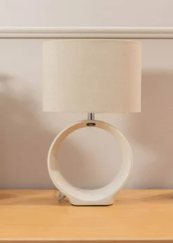 ValueLights Tia Pair of Matte Cream Table Lamp & E14 Candle