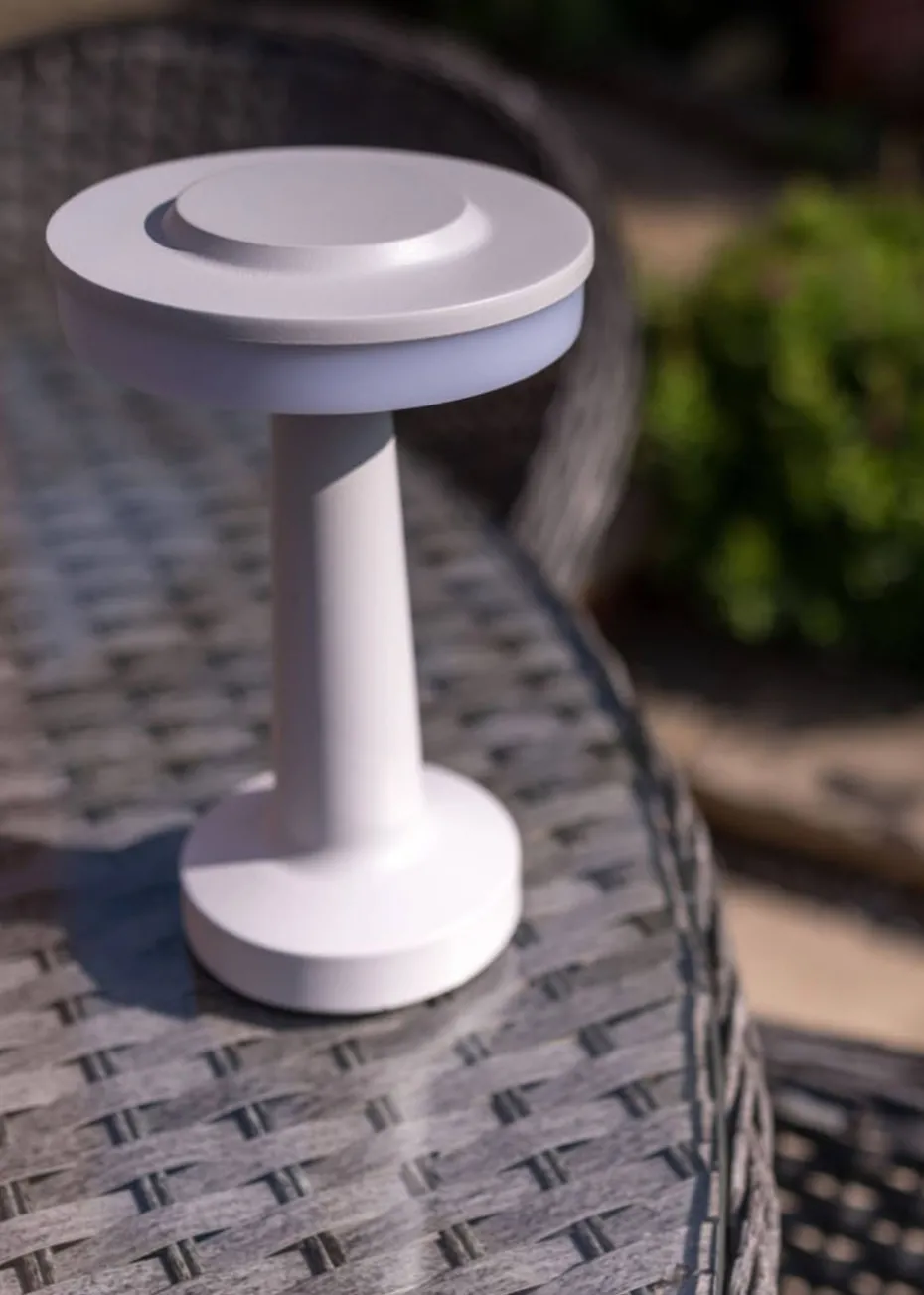 ValueLights Troy Matte White LED Rechargeable Dimmable Touch Table Lamp