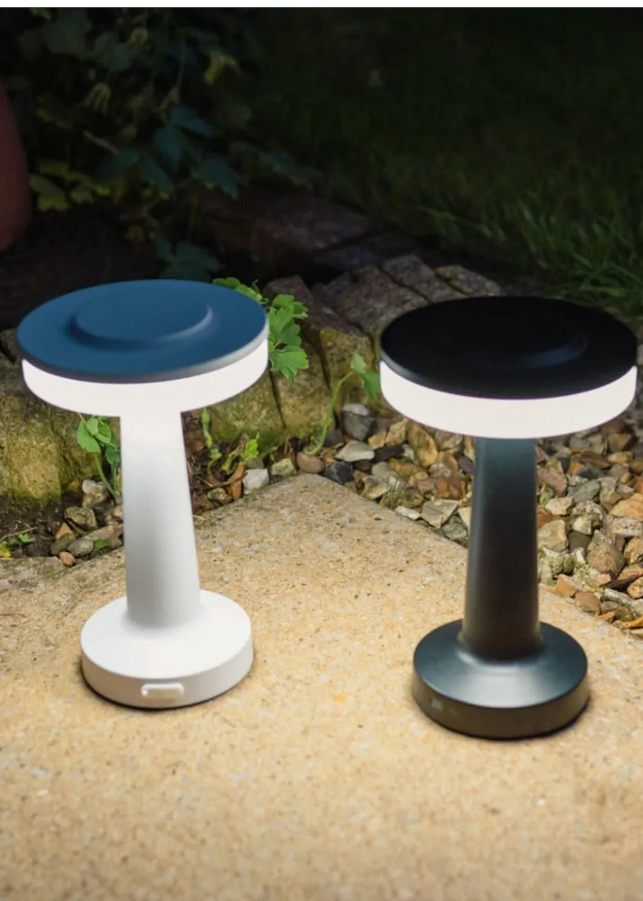 ValueLights Troy Matte White LED Rechargeable Dimmable Touch Table Lamp