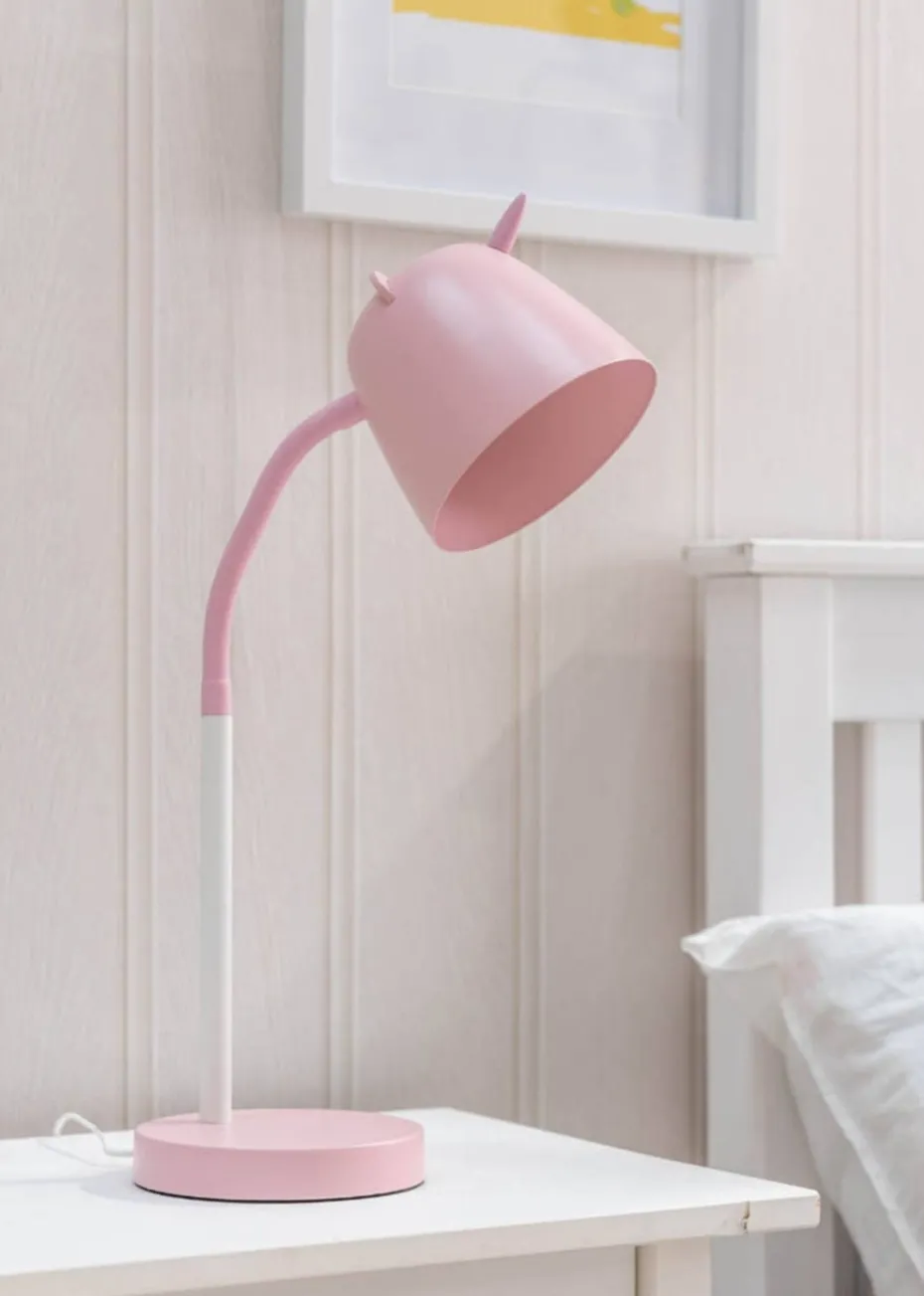 ValueLights Unicorn Painted Pink Table Lamp
