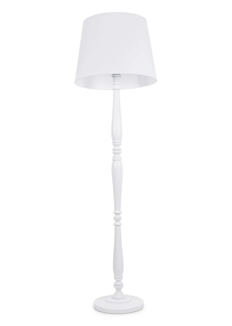 ValueLights Victoria Painted White Floor Lamp with Large Tapered Shade
