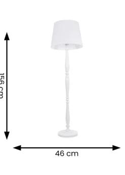 ValueLights Victoria Painted White Floor Lamp with Large Tapered Shade