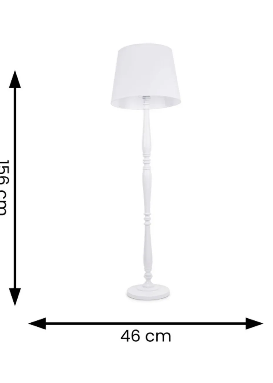ValueLights Victoria Painted White Floor Lamp with Large Tapered Shade