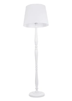ValueLights Victoria Painted White Floor Lamp with Large Tapered Shade