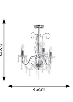 ValueLights Viscount Silver Pendant Light (57cm x 45cm x 45cm)