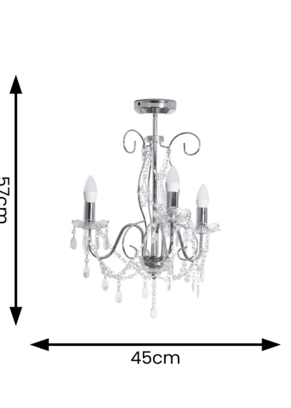 ValueLights Viscount Silver Pendant Light (57cm x 45cm x 45cm)