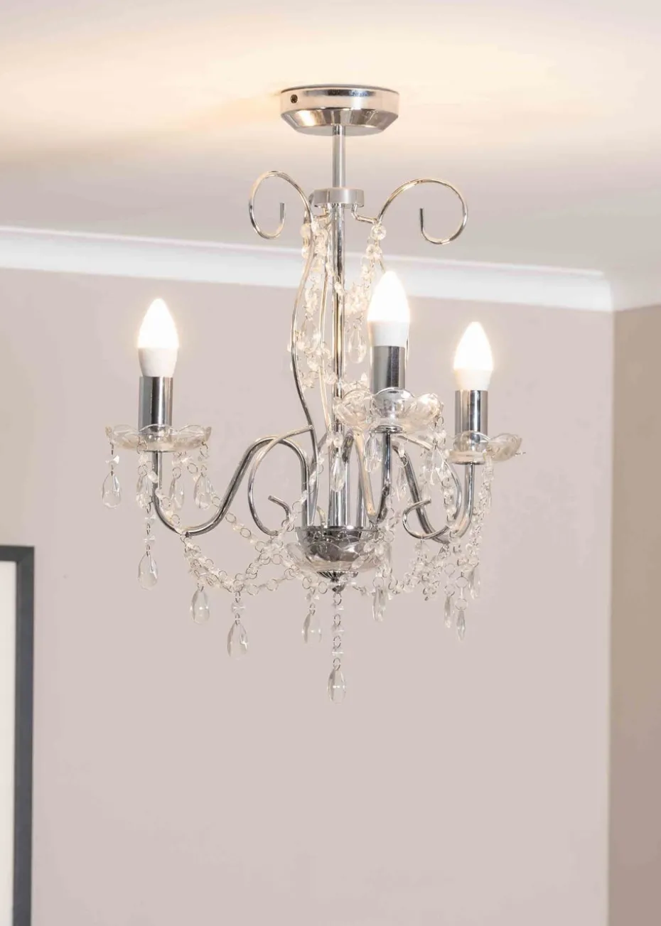 ValueLights Viscount Silver Pendant Light (57cm x 45cm x 45cm)