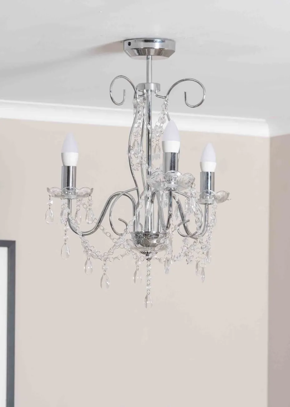 ValueLights Viscount Silver Pendant Light (57cm x 45cm x 45cm)