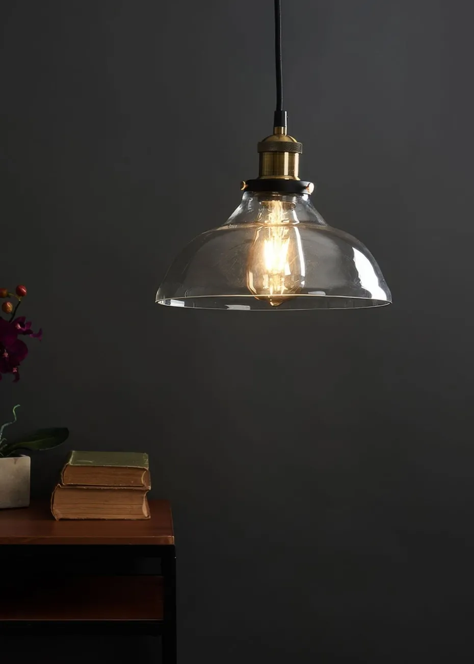 ValueLights Wallace Steampunk Electric Pendant Clear Glass Shade (105.5cm x 24cm x 24cm)