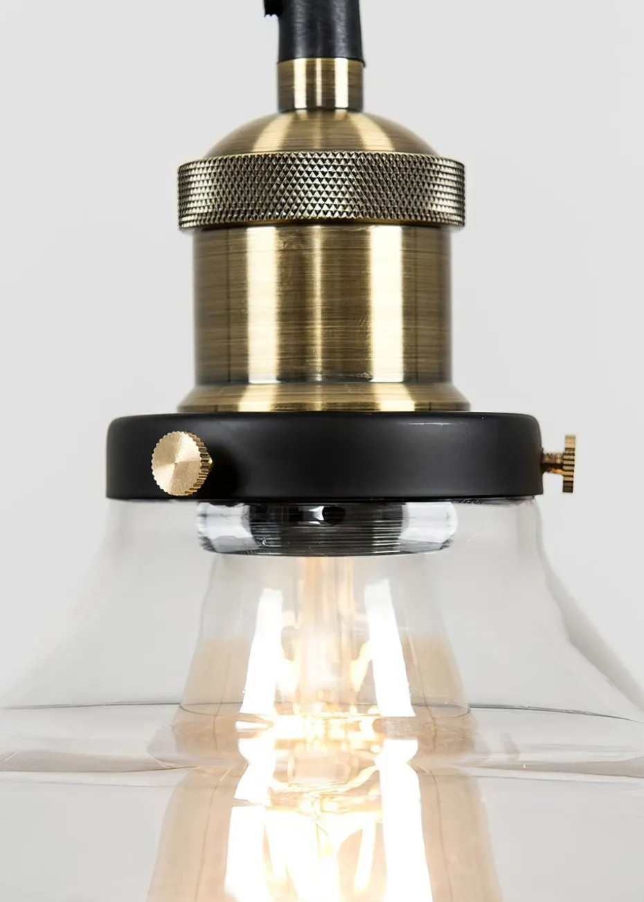 ValueLights Wallace Steampunk Electric Pendant Clear Glass Shade (105.5cm x 24cm x 24cm)